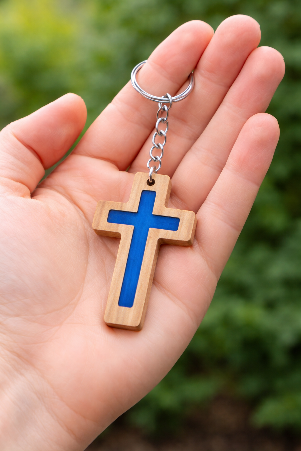 Blue Daily Bible Verse Keychain