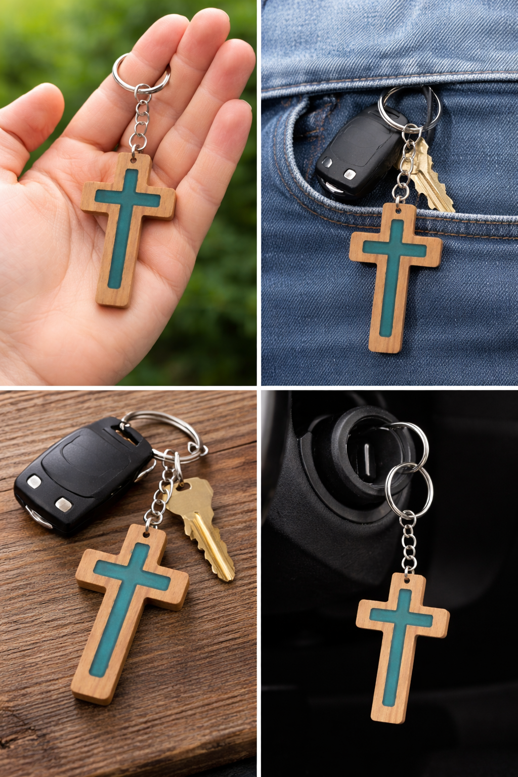 Green Daily Bible Verse Keychain