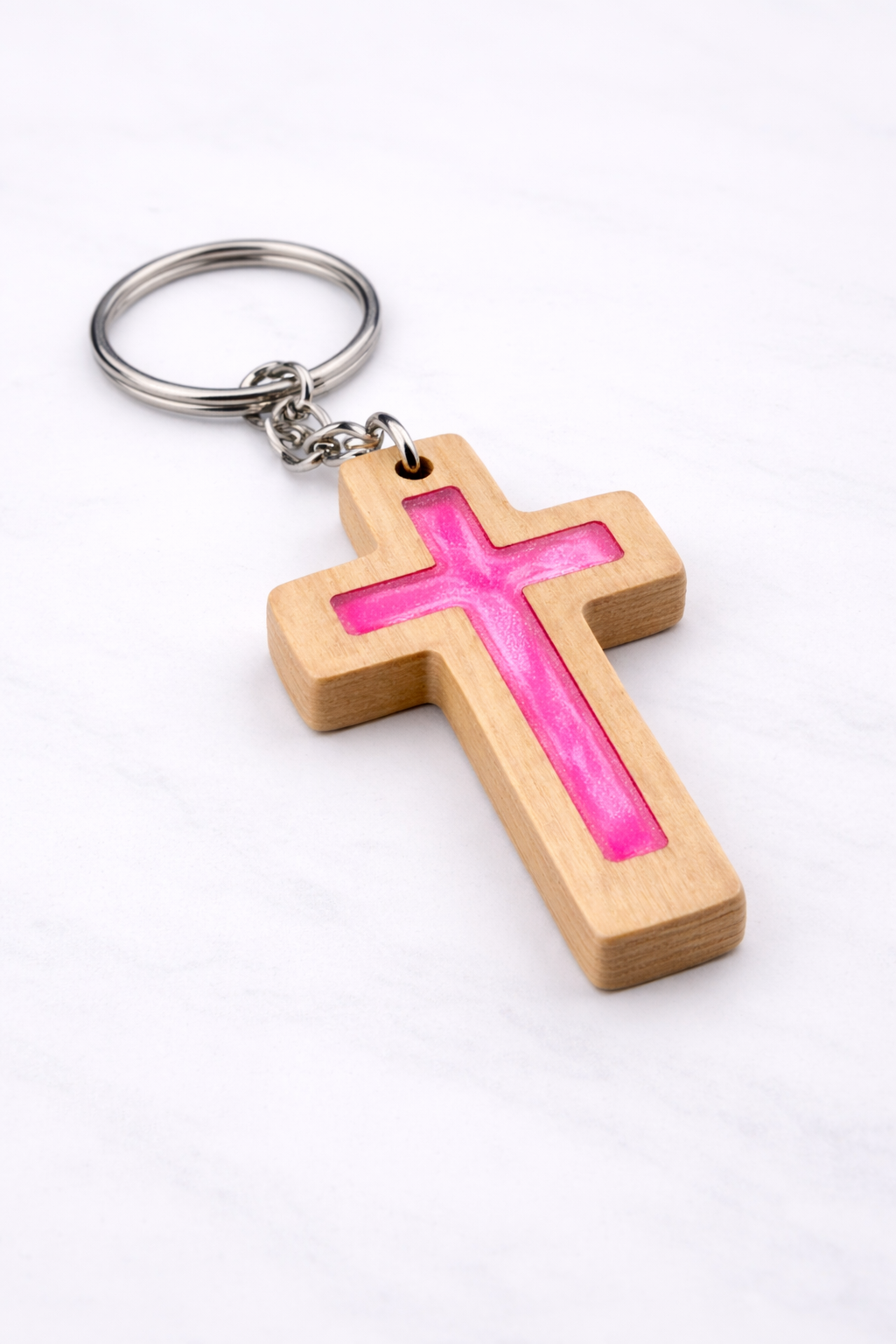 Hot Pink Bible Verse Keychain