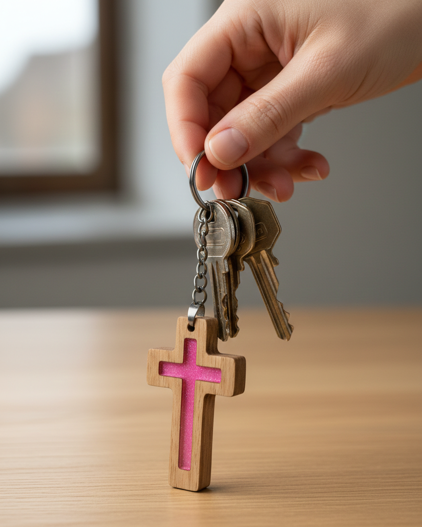 Hot Pink Bible Verse Keychain