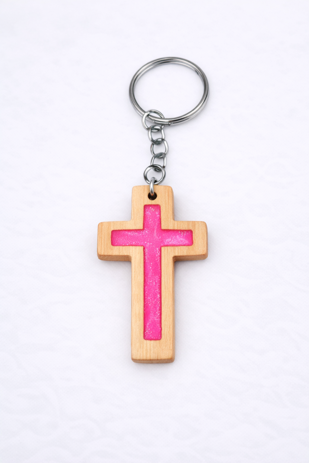 Hot Pink Bible Verse Keychain