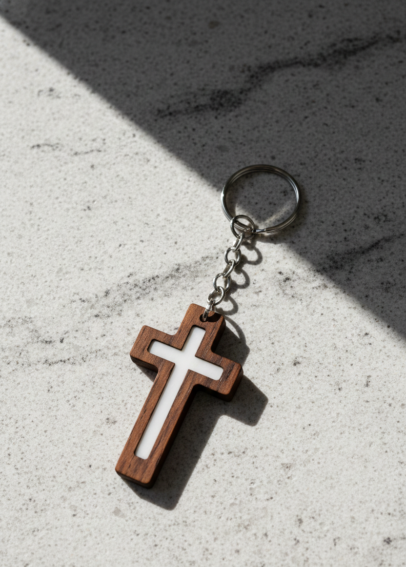 White Daily Bible Verse Keychain