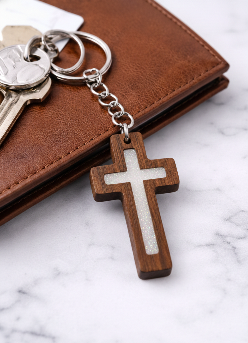 White Daily Bible Verse Keychain
